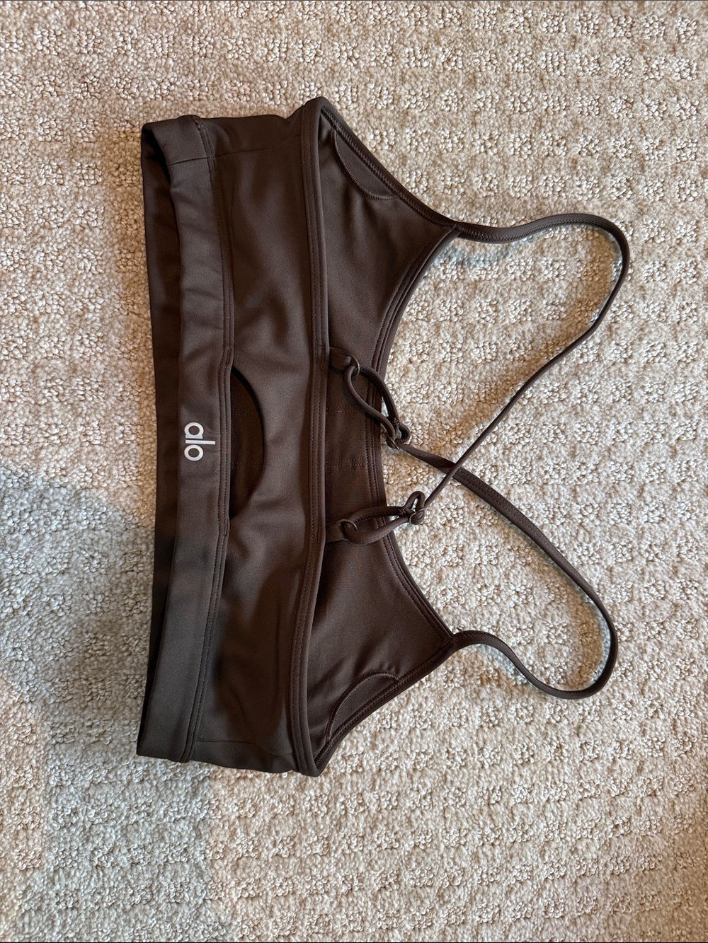ALO Yoga Dark Brown Strappy Sports Bra